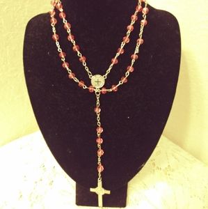 Rose 🌹 Pink  Crystal Rosary Beads